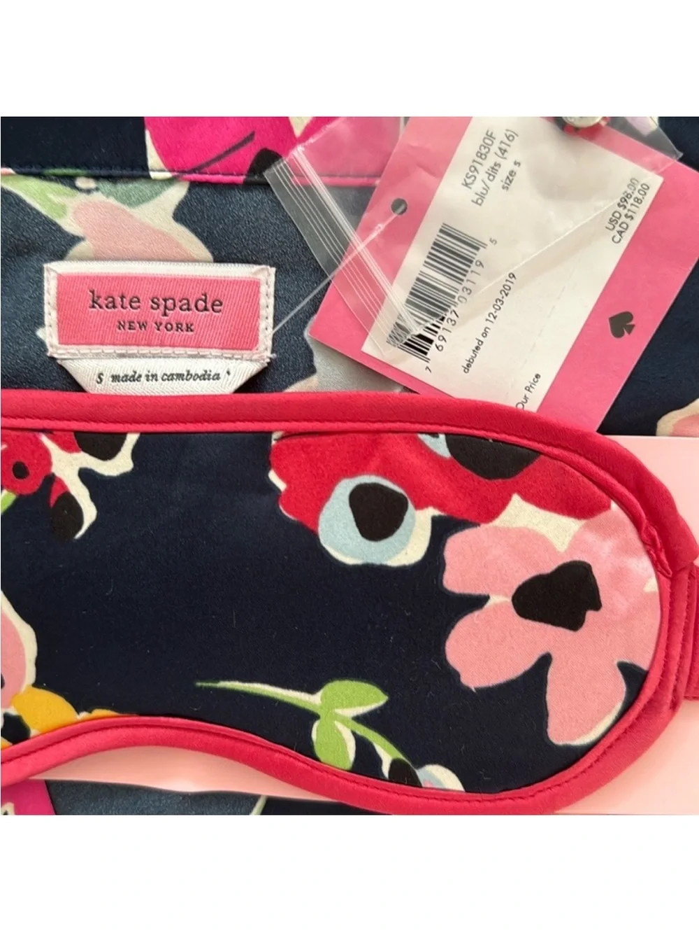 kate spade Floral Satin Sleep Mask